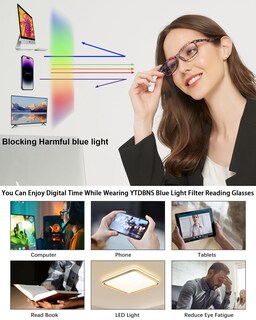 Foto 5 | Foto 5 | Gafas De Lectura Ytdbns Elegantes Que Bloquean La Luz Azul Para Mujeres - Venta Internacional.