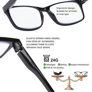 Foto 3 | Foto 3 | Gafas De Lectura Walmxx Con Bloqueo De Luz Azul Paquete De 8 Negras - Venta Internacional.