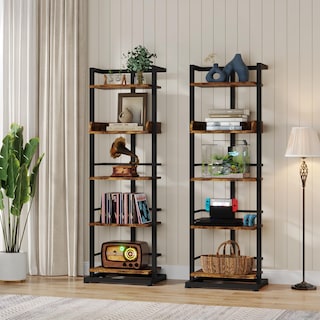 Foto 7 | Foto 7 | Bookshelf Hosfais - Estantería De Madera De 5 Niveles  Color Marrón Rústico - Venta Internacional.
