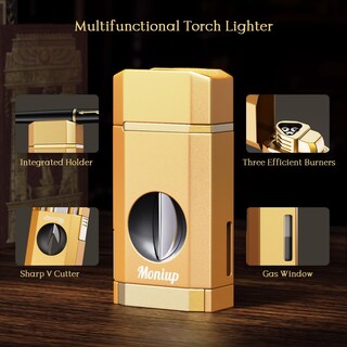 Foto 3 | Foto 3 | Encendedor De Butano Moniup Triple Jet Con Cortador En V Y Soporte - Venta Internacional.