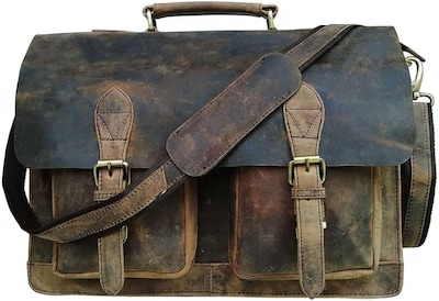 Foto 2 | Foto 2 | Bandolera De Cuero Para Hombre  Portátil De 18 Pulgadas  Retro  Marrón - Venta Internacional.