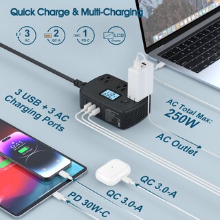 Foto 4 | Foto 4 | Adaptador De Viaje Con Convertidor De Voltaje De 220 V A 110 V 250 W Con Pantalla Lcd - Venta Internacional.