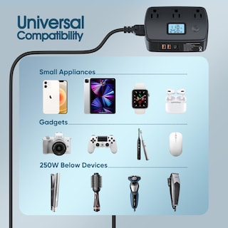 Foto 6 | Foto 6 | Adaptador De Viaje Con Convertidor De Voltaje De 220 V A 110 V 250 W Con Pantalla Lcd - Venta Internacional.