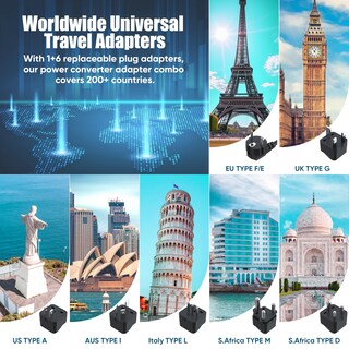 Foto 7 | Foto 7 | Adaptador De Viaje Con Convertidor De Voltaje De 220 V A 110 V 250 W Con Pantalla Lcd - Venta Internacional.