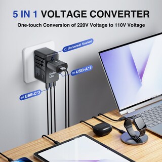 Foto 3 | Foto 3 | Adaptador De Viaje Dailylife Convertidor De 220 V A 110 V Con Puertos Usb - Venta Internacional.