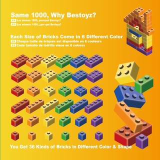 Foto 4 | Foto 4 | Building Bricks Bestoyz 1000 Piezas Rainbow Colors Para Niños Mayores De 4 Años - Venta Internacional.