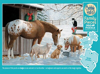 Foto 5 | Foto 6 | Puzzle Cobble Hill Family Piece: 350 Winter Barnyard - Venta Internacional.