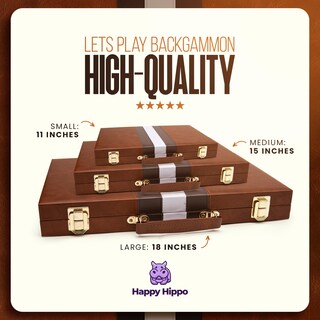 Foto 5 | Foto 5 | Funda De Piel Backgammon Board Game Happy Hippo Deluxe Color Marrón - Venta Internacional.