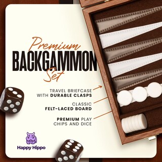 Foto 7 | Foto 7 | Funda De Piel Backgammon Board Game Happy Hippo Deluxe Color Marrón - Venta Internacional.