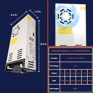 Foto 2 | Foto 2 | Convertidor De Fuente De Alimentación Yaheeda 110 V Ac A 12 V Dc 600 W 50 A - Venta Internacional.