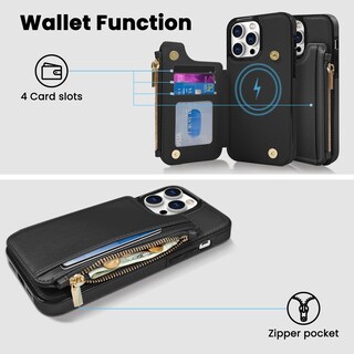Foto 3 | Foto 3 | Funda Tipo Cartera Delidigi Para Iphone 15 Pro Max Con Tarjetero Color Negro - Venta Internacional.