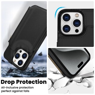 Foto 5 | Foto 5 | Funda Tipo Cartera Delidigi Para Iphone 15 Pro Max Con Tarjetero Color Negro - Venta Internacional.