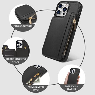 Foto 6 | Foto 6 | Funda Tipo Cartera Delidigi Para Iphone 15 Pro Max Con Tarjetero Color Negro - Venta Internacional.