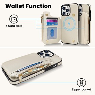 Foto 4 | Foto 4 | Funda Tipo Cartera Delidigi Para Iphone 15 Pro Max Con Tarjetero Color Beige - Venta Internacional.