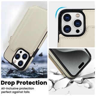 Foto 5 | Foto 5 | Funda Tipo Cartera Delidigi Para Iphone 15 Pro Max Con Tarjetero Color Beige - Venta Internacional.
