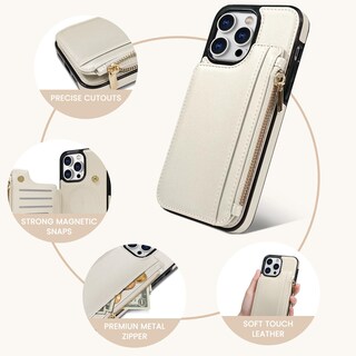 Foto 6 | Foto 6 | Funda Tipo Cartera Delidigi Para Iphone 15 Pro Max Con Tarjetero Color Beige - Venta Internacional.