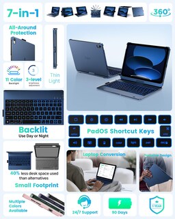 Foto 3 | Foto 3 | Funda Tipo Funda Con Teclado Para Ipad 10th Gen 10.9 2022 Color Azul Medianoche - Venta Internacional.