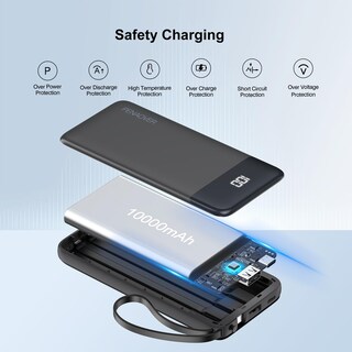 Foto 7 | Foto 7 | Cargador Portátil Power Bank Penaover De 10000 Mah Con Cable - Venta Internacional.