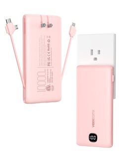 Foto 1 | Foto 1 | Cargador Portátil Power Bank Veektomx De 10000 Mah Con Cables Color Rosa - Venta Internacional.