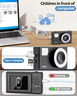 Foto 6 | Foto 6 | Cámara Digital Cimelr Uhd 4k De 48 Mp Con Zoom 16x Para Niños Negra - Venta Internacional.