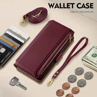 Foto 4 | Foto 4 | Funda Tipo Cartera Antsturdy Compatible Con Iphone 16 Pro Max Color Rojo Vino - Venta Internacional.