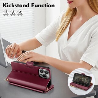 Foto 7 | Foto 7 | Funda Tipo Cartera Antsturdy Compatible Con Iphone 16 Pro Max Color Rojo Vino - Venta Internacional.