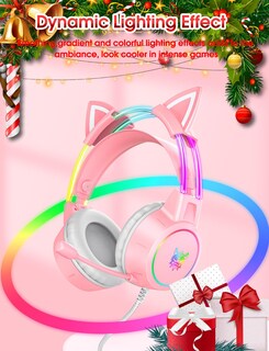 Foto 2 | Foto 2 | Auriculares Para Juegos Onitoon Ligeros Con Orejas De Gato Desmontables Rosas - Venta Internacional.