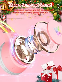 Foto 4 | Foto 4 | Auriculares Para Juegos Onitoon Ligeros Con Orejas De Gato Desmontables Rosas - Venta Internacional.