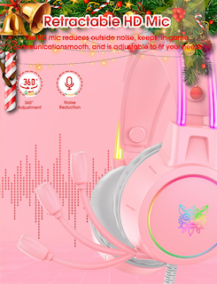 Foto 5 | Foto 5 | Auriculares Para Juegos Onitoon Ligeros Con Orejas De Gato Desmontables Rosas - Venta Internacional.