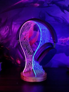 Foto 1 | Foto 1 | Soporte Para Auriculares Yuandian De Madera De Nogal Con Luz Nocturna Led - Venta Internacional.