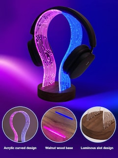 Foto 5 | Foto 5 | Soporte Para Auriculares Yuandian De Madera De Nogal Con Luz Nocturna Led - Venta Internacional.