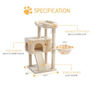 Foto 3 | Foto 3 | Torre Para Gatos Cat Tree Sha Cerlin De 91 Cm Con Rascador Tipo Hamaca - Venta Internacional.