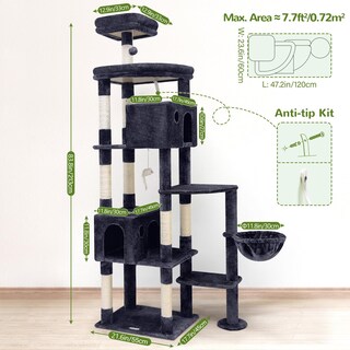 Foto 6 | Foto 6 | Cat Tree Globlazer F83 Giant Para Gatos De Interior Xxl Color Gris Oscuro - Venta Internacional.