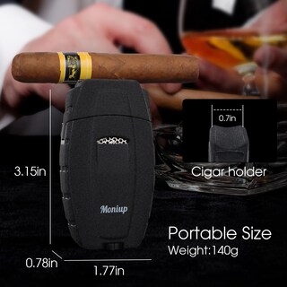 Foto 5 | Foto 5 | Mechero Tipo Antorcha Moniup Negro Esmerilado Con Perforador/soporte Para Cigarros - Venta Internacional.