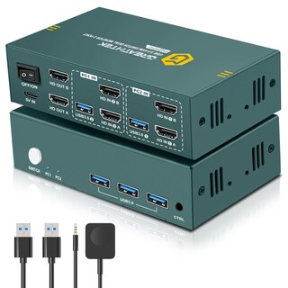 Foto 1 | Foto 1 | Conmutador Kvm Evatek Hdmi 2 Monitores 2 Ordenadores 4k @60hz Usb3.0 - Venta Internacional.