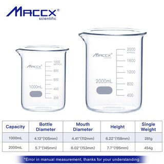 Foto 5 | Foto 5 | Vasos De Vidrio De Borosilicato Max Sturdy 1000 Ml 200 Ml 3.3 - Venta Internacional.