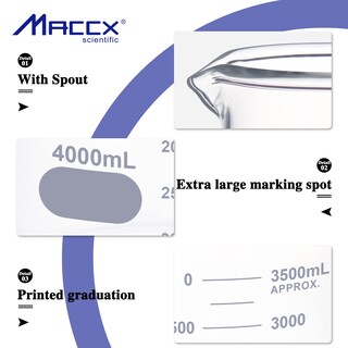 Foto 4 | Foto 4 | Vaso De Vidrio Maccx 4l 3.3 Borosilicato De Forma Baja Con Graduación - Venta Internacional.
