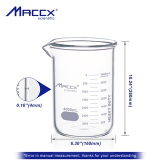 Foto 5 | Foto 5 | Vaso De Vidrio Maccx 4l 3.3 Borosilicato De Forma Baja Con Graduación - Venta Internacional.