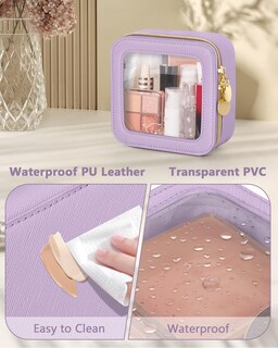 Foto 6 | Foto 6 | Bolsa De Maquillaje Soimeat Mini Impermeable De Piel Transparente Color Morado - Venta Internacional.