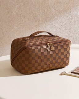 Foto 6 | Foto 6 | Bolsa De Cosméticos Eachy  Bolsa De Maquillaje De Viaje Impermeable  Marrón Oscuro - Venta Internacional.