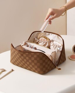 Foto 7 | Foto 7 | Bolsa De Cosméticos Eachy Bolsa De Maquillaje De Viaje Impermeable Marrón Oscuro - Venta Internacional.