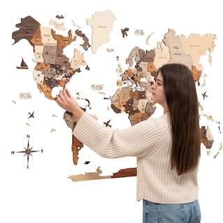 Foto 1 | Foto 1 | Arte De Pared Con Mapa Del Mundo En Madera Enjoy The Wood Xl Multicolor - Venta Internacional.