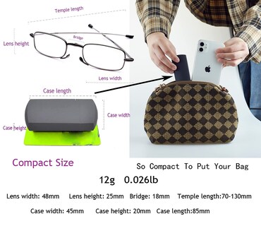 Foto 3 | Foto 3 | Funda Rígida Para Gafas De Lectura Highlike Plegables 1 75 Cm Color Negro Paquete De 2 - Venta Internacional.