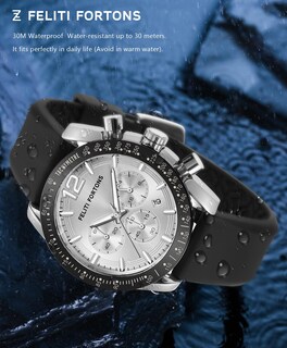 Foto 3 | Foto 3 | Reloj Feliti Fortons Fashion Chronograph A Prueba De Agua De 34 Mm Para Hombre - Venta Internacional.