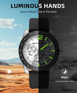 Foto 4 | Foto 4 | Reloj Feliti Fortons Fashion Chronograph A Prueba De Agua De 34 Mm Para Hombre - Venta Internacional.