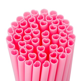Foto 1 | Foto 1 | Pajitas Desechables En Forma De Corazón Color Rosa Nevada 100 Unidades - Venta Internacional.