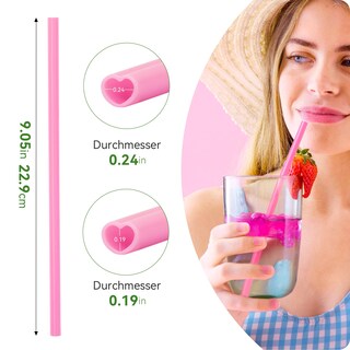 Foto 3 | Foto 3 | Pajitas Desechables En Forma De Corazón Color Rosa Nevada 100 Unidades - Venta Internacional.