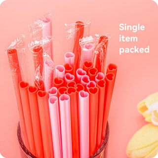 Foto 5 | Foto 5 | Pajitas Desechables En Forma De Corazón Color Rosa Nevada 100 Unidades - Venta Internacional.