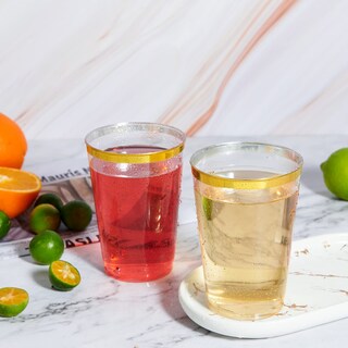 Foto 4 | Foto 4 | Vasos De Plástico Vplus 350 Ml Con Borde Dorado 150 Unidades Reutilizables Y Transparentes - Venta Internacional.