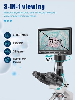 Foto 2 | Foto 2 | Microscopio Compuesto Vitano Lab Trinocular 40x-2500x Con Pantalla De 7 Pulgadas - Venta Internacional.